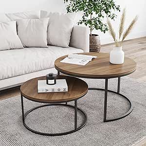 Amazon.com: Nathan James Stella Round Modern Nesting Coffee (Set of 2), Stacking Living Room Accent Tables with Tabletops and Matte Metal Frame, Reclaimed Oak/Gunmetal : Home & Kitchen Scandinavian Office Interior, Scandinavian Office, Upstairs Living Room, Round Nesting Coffee Tables, Nathan James, Round Coffee Tables, Modern Accent Tables, Round Coffee Table Modern, Nesting Coffee Table