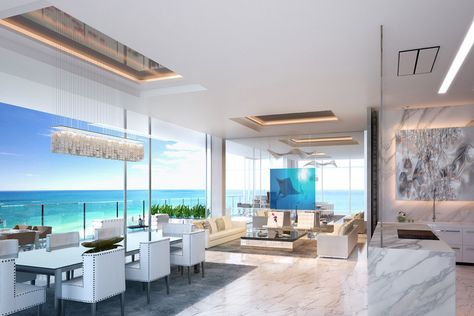 Miami Beach Penthouse, Miami Penthouse, House Gadgets, Zen Interiors, Smart House, House Products, Beach Penthouse, Miami Real Estate, Sunny Isles