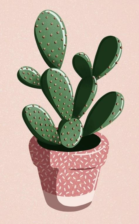 Pink And Green Colour Palette, House Plant Illustration, Cactus House, Ipad Painting, Flower Drawing Tutorials, Canvas Art Quotes, Plant Art Print, Cactus Painting, Cute Cactus