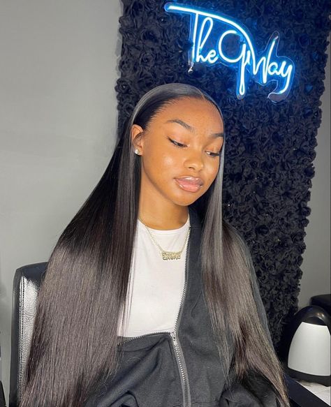 Black Lace Wig Straight, Straight Wig No Edges, Side Part Layers Straight Hair, Pretty Bridal Makeup, Long Relaxed Hair, Hairstyles Wig, Wigs Straight Hair, Human Hair Wigs Straight, Straight Hair Wig