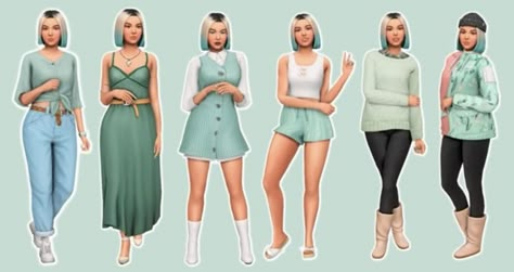 Sims 4 No Cc Outfits Ideas, Not So Berry Mint House, Not So Berry Mint House Sims 4, Not So Berry Challenge Sims 4 Mint, Sims 4 Not So Berry Mint, Sims 4 Loungewear, Not So Berry Mint, No Cc Sims, Sims 4 No Cc