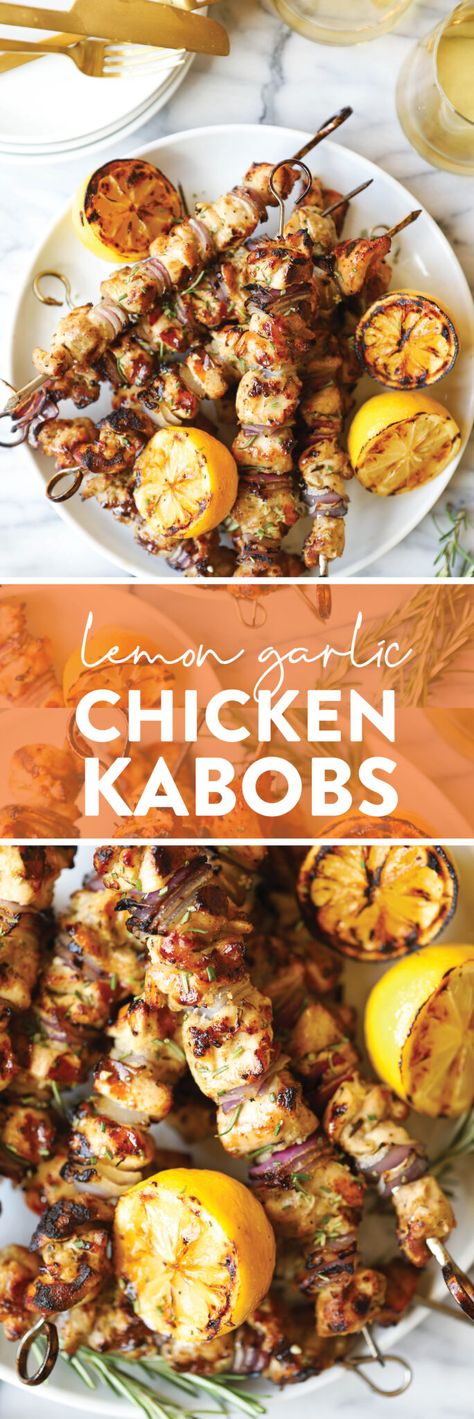 Garlic Chicken Kabobs, Damn Delicious Recipes, Iron Grill, Lemon Garlic Chicken, Chicken Kabobs, Chicken Kebabs, Chicken Bites, Paleo Chicken, Recipe Ingredients