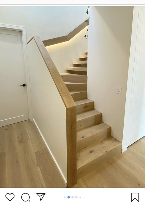 Enclosed Staircase Railing, Sheetrock Stair Railing, Drywall Stair Railing, Drywall Staircase, Enclosed Staircase Ideas, Enclosed Staircase, Diy Stair Railing, Stair Paneling, Stairs Renovation