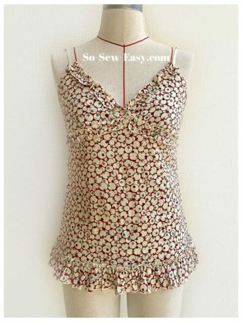 A quick and easy camisole pattern in sizes 4-18 #soseweasy #freepattern #sewingpattern #sewing tutorial Camisole Top Pattern, Camisole Pattern, Womens Camisoles, Sew Easy, Lovely Tops, Easy Sewing Patterns, Sewing Blogs, Fancy Party, Pattern Free