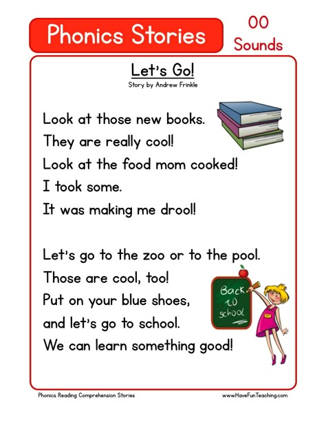 This Reading Comprehension Worksheet - Let's Go! is for teaching reading comprehension. Use this reading comprehension story to teach reading comprehension. Phonics Stories, Phonics Reading Passages, Teaching Reading Comprehension, Reading Comprehension Kindergarten, Phonics Free, Kindergarten Reading Worksheets, Preschool Reading, Phonics Sounds, English Phonics