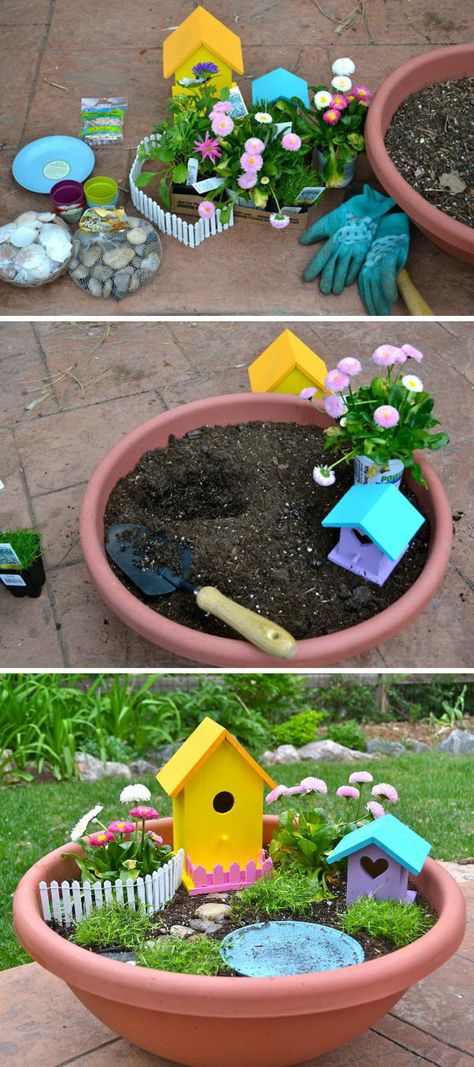 Kids Fairy Garden, Fairy Garden Pots, Diy Fairy Garden, Micro Garden, Fairy Garden Ideas, Garden Planters Pots, Fairy Garden Designs, Fairy Garden Crafts, Mini Fairy Garden