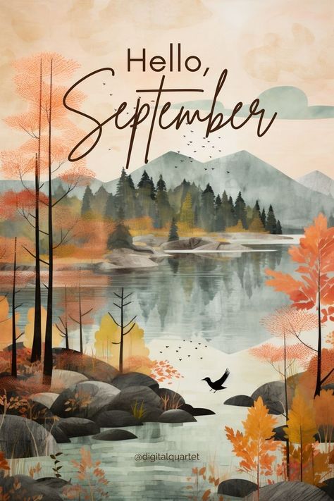 Hello September Illustration, Fall Wallpaper Aesthetic September, September Ipad Wallpaper Aesthetic, Hello September Wallpapers, Fall Lockscreen Iphone, September Wallpaper Iphone, Hello September Aesthetic, September Background Wallpaper, September Phone Wallpaper