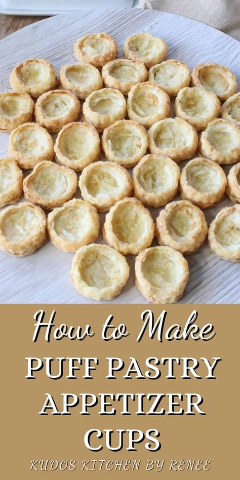 Individual Puff Pastry Tarts, Puff Pastry Small Bites, Puff Pastry Rounds, Puff Pastry Crackers, Puff Pastry Recipes Appetizers Desserts, Puff Pastry Baskets, Puff Pastry Entrees, Puff Pastry Cups Dessert, How To Use Puff Pastry