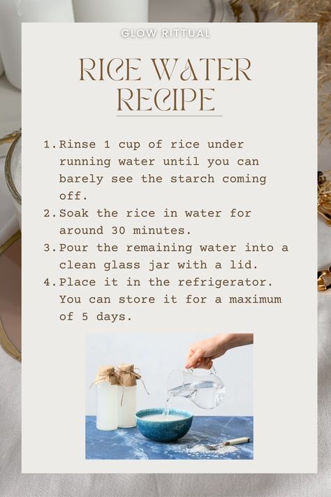 Rice Water Recipe To Drink, Rice Water Recipe For Skin, Diy Rice Water For Skin, How To Make Rice Water, Ricewater Skincare, Goop Lifestyle, Rice Water Diy, Diy Rice Water, Rice Water For Skin