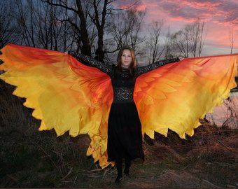 Silk Dance, Harry Potter Kostüm, Makeup Wings, Dragon Makeup, Phoenix Costume, Fire Costume, Bird Makeup, Phoenix Wings, Silk Dancing