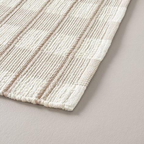 Add an elegant accent to any space in your home with the Rib Stripe Plaid Handmade Woven Area Rug from Hearth & Hand™ with Magnolia. Made from a cotton-wool blend for soft comfort underfoot, this handmade runner-style area rug is designed with plaid print in tan, cream and khaki hues. An easy pairing with a wide variety of decor, the flat pile height makes it suitable for placement even in high-traffic areas like your living room or entryway. Hearth & Hand™ with Magnolia: Gather • Create • Enjoy Farmhouse Dining Room Rug Ideas, Pairing Rugs Open Concept, Silo Cottage, Boy Nursery Rug, Nursery Rugs Neutral, Boy Rug, Nursery Rugs Boy, Farmhouse Dining Room Rug, Layering Rugs