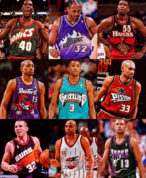 90s NBA jerseys. 🏀 Can you pick just one? Basketball Dunks, Best Nba Jerseys, 90s Jersey, Dikembe Mutombo, Spurs Basketball, 90s Nba, Nfl Football Art, Best Jersey, Basketball Memes