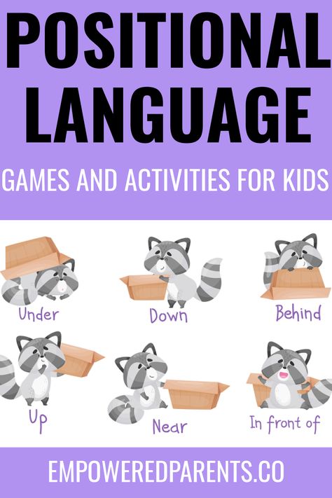 Teach your kids positional language with these fun positional language activities and games. These positional words activities are for toddlers and kids in preschool and kindergarten. | Early Learning - Early Childhood Education | positional words preschool | positional language games #positionalwords #languageactivities Preschool Preposition Activities, Prek Language Activities, Communication Activities For Preschool, Position Words Preschool, Positional Words Preschool, Activity Shelf, High Scope Curriculum, Positional Words Kindergarten, Language Activities For Preschoolers