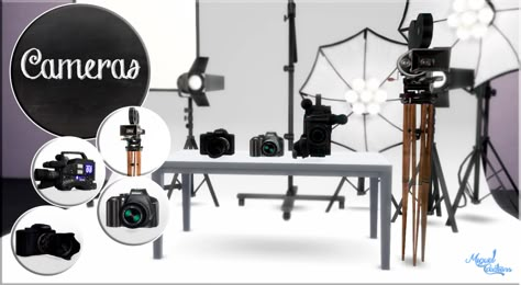 Camera Sims 4 Mod, Photography Sims 4 Cc, Sims 4 Cc Camera Set, Sims 4 Cc Youtube Set Up, Sims 4 Cc Furniture Decoration, Camera Sims 4 Cc, Sims 4 Photography, Mods Sims 4, Lotes The Sims 4