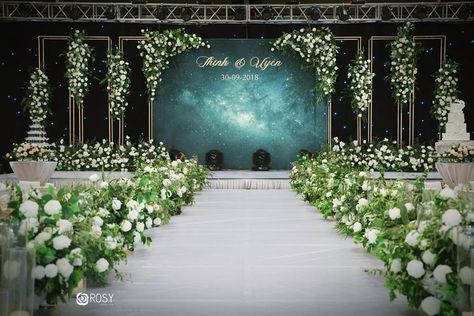 Wedding Stage Decorations Led Screen, Led Screen Stage Design Wedding, Indoor Wedding Decorations, Wedding Photo Walls, Wedding Planning Help, Reception Stage, Reception Stage Decor, Dream Wedding Reception, Wedding Hall Decorations