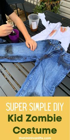 Creepy Zombie Costume, Diy Kid Zombie Costume, At Home Zombie Costume, Girl Zombie Costume Diy, Zombie Outfits Diy, How To Make Zombie Clothes Diy, Kids Zombie Makeup Girl, Zombie Diy Costume Kids, Boys Zombie Costume Diy