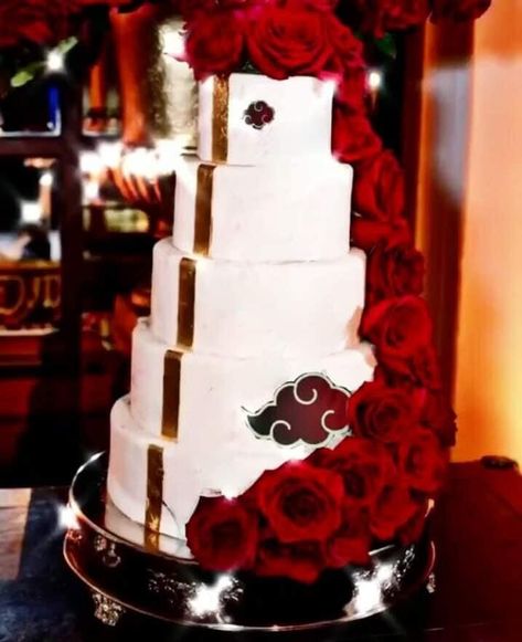 Akatsuki Wedding Theme, Akatsuki Wedding, Wedding Cake Anime, Naruto Wedding, Naruto Wedding Cake, One Piece Anime Themed Wedding, Anime Wedding Cake, Naruto Wedding Theme, Sasuke And Sakura Wedding