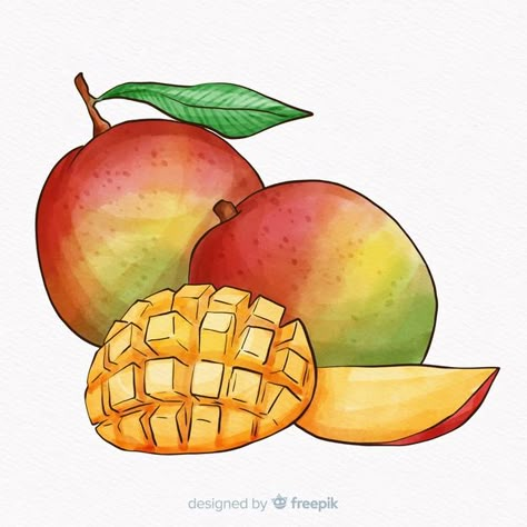 Mango Fruit Drawing, Mango Drawings, Mango Drawing, Mango Float, Desserts Drawing, Fruit Art Drawings, Fruits Drawing, Mango Fruit, Doodle Art Journals