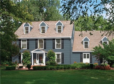 Look at the paint color combination I created with Benjamin Moore. Via @benjamin_moore. Body: Blue Spruce 1637; Trim: Wedding Veil 2125-70; Shutters: Black Tar 2126-10; Door: Black Tar 2126-10. Benjamin Moore Exterior Paint, Exterior Paint Combinations, Brick House Colors, Black Tar, Benjamin Moore Exterior, Color Combinations Home, Best Exterior Paint, Glass Railings, Exterior House Colors Combinations