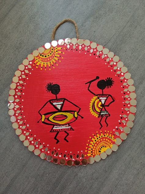 Warliart #warlipainting#warlipaintingdesign Varli Painting Art, Art Out Of Waste, Newspaper Art And Craft, Mirror Canvas Art, Art Competition Ideas, Worli Painting, Handmade Decorative Items, Warli Painting, Chalk Pastel Art