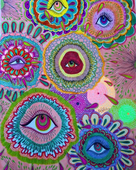 Psychadelic Art, Psy Art, Soyut Sanat Tabloları, Makeup Eyes, Picture Collage Wall, Arte Inspo, Wow Art, Photo Wall Collage, Eyes Makeup