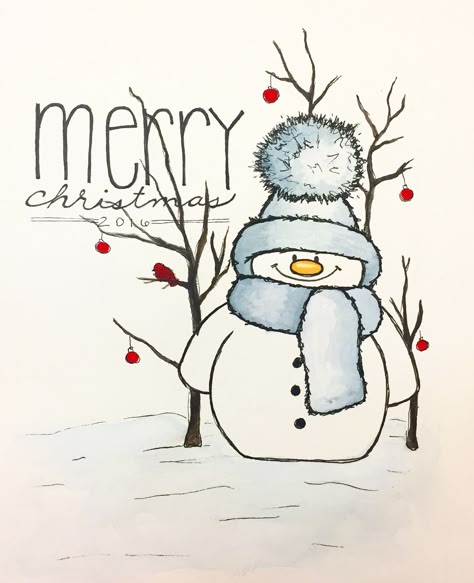 Christmas Card Ideas Snowman, Watercolor Snowman Card, Christmas Card Snowman, Christmas Card Art Watercolor, Christmas Drawing Card, Christmas Card Sketches, Christmas Snowman Drawing, Christmas Card Doodles, Cute Snowman Drawing