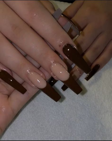 Brown Acrylic Nails, Nagellack Trends, Pedicure Designs, Drip Nails, Nagel Tips, Edgy Nails, Glow Nails, Simple Acrylic Nails, Long Acrylic Nails Coffin