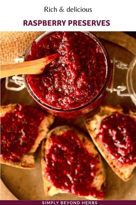 Rich Red Raspberry preserves without pectin. Cooked Raspberry Jam, Raspberry Preserves Recipe, Rasberry Jam, Raspberry Jam Recipe, Frozen Raspberries, Raspberry Preserves, Recipe Cover, Healthy Herbs, Herb Recipes