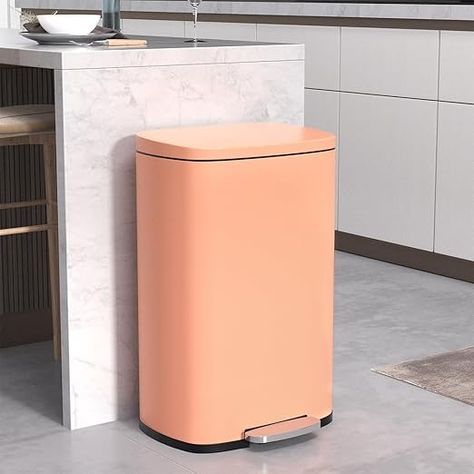 Amazon.com: 50 Liter / 13 Gallon Kitchen Trash Can with Lid, Stainless Steel Trash Can with Foot Pedal and Plastic Inner Bucket, Fingerprint-Resistant Soft Close Lid Garbage Can, Odor Proof and Hygienic, Pink : Industrial & Scientific Stainless Steel Trash Can, Pink Industrial, Kitchen Trash Can, Trash Can With Lid, Kitchen Trash, Stainless Kitchen, Plastic Buckets, Kitchen Trash Cans, Garbage Can