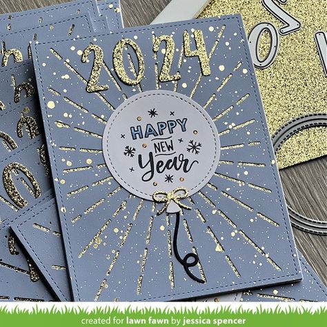 A Glittery Happy New Year with Jessica - Lawn Fawn New Years Cards Ideas, New Year Cards Handmade Ideas, Happy New Year Card Ideas, New Year Card Ideas, New Year Cards Handmade, Heart Backdrop, Happy New Year Card, Happy New Year Cards, Holiday Messages