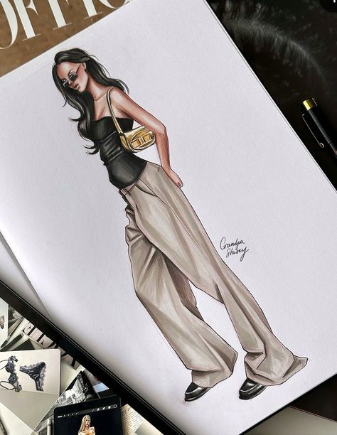 Street Wear Sketch Design, Outfit Drawings Sketches, Fashion Illustration Streetwear, Drawing Ideas Clothes Sketch, Fashion Design Sketches Aesthetic, Fashion Design Digital, Sketches Aesthetic, Fashion Sketchbook Inspiration, Art Nail Designs