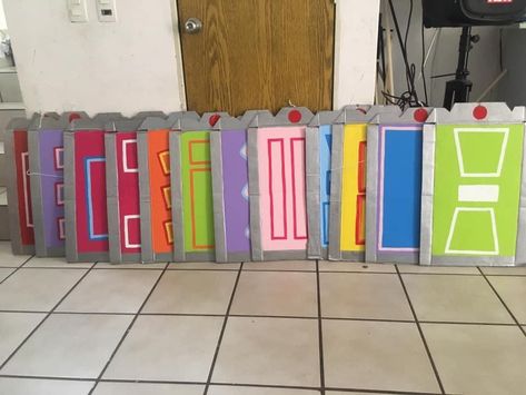 Monsters Inc Parade Float, Monsters Inc Float Ideas, Monsters Inc Doors Printables, Monsters Inc Props, Monsters Inc Office Decorations, Monsters Inc Diy Decorations, Monsters University Decorations, Monsters Inc Hallway Decorations, Monsters Inc Decor