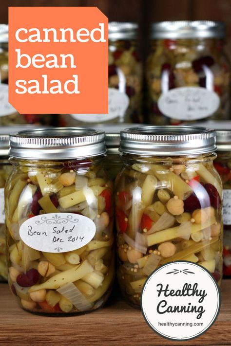 3 Bean Salad Recipe, Three Bean Salad Recipe, Five Bean Salad, Four Bean Salad, Bean Salad Healthy, Canning Beans, 3 Bean Salad, Pressure Canning Recipes, Bean Salad Recipe