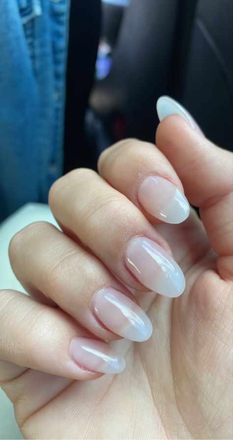 Clear Dipped Nails, Clear Dip Nails, Minimalistic Nails, Gel Nails Shape, No Chip Nails, Makeup Nails Designs, Milky Nails, Hello Nails, Transparent Nails