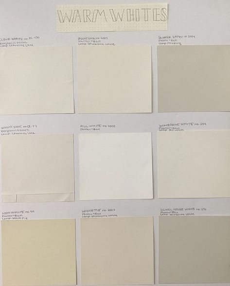 All White Farrow And Ball, Warm White Bathroom, Warm White Paint Colors, Warm White Paint, Farrow And Ball Bedroom, Benjamin Moore Bedroom, Farrow And Ball Kitchen, Destination Wedding Colors, White Bathroom Paint