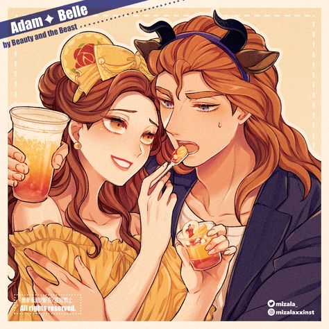 Disney Couple Sketch, Beauty And The Beast Fan Art, Beauty And The Beast Cartoon, Belle And Adam, Princesas Disney Anime, Belle And Beast, Disney Princess Fan Art, Belle Beauty And The Beast, Karakter Disney