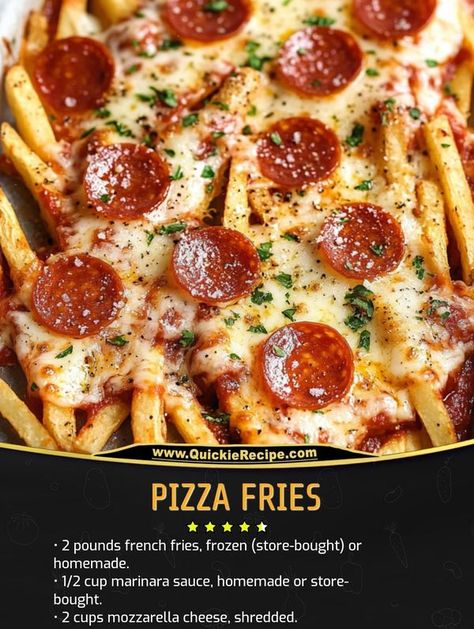 Daily Easy Recipes | Pizza Fries | Facebook Easy Recipes Pizza, Recipes Pizza, Pizza Fries, Loaded Fries, Classic Pizza, Pizza Recipes Easy, Pizza Pizza, Pizza Toppings, Marinara Sauce