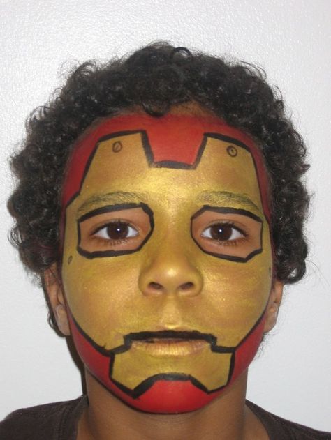 Ironman Face Paint, Iron Man Face Paint, Scary Clown Drawing, Iron Man Painting, Superhero Face Painting, Darth Vader Face, Iron Man Face, Face Painting For Boys, Painting Face