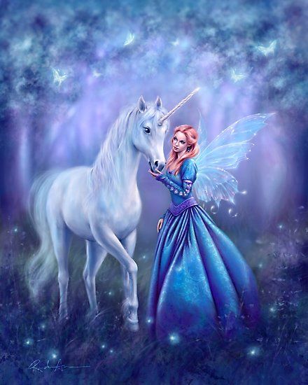 Original painting of a unicorn and fairy, titled “Rhiannon”. Artwork by Rachel Anderson. • Also buy this artwork on wall prints, apparel, stickers, and more. Unicorn And Fairies, Fairies Photos, Fairy Paintings, Fairy Images, Unicorn Valentine, Unicorn Pictures, Unicorns And Mermaids, Fairy Pictures, Unicorn Art