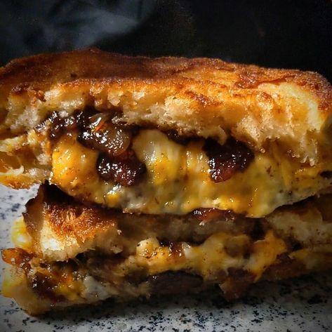 Bacon Jam Grilled Cheese Recipe, Grilled Cheese With Bacon Jam, Bacon Jam Sandwich, Bacon Jam Grilled Cheese, Hot Honey Bacon Grilled Cheese, Grilled Cheese With Bacon, Bacon Grilled Cheese Recipes, Blt Grilled Cheese, Bacon Cheddar Dip