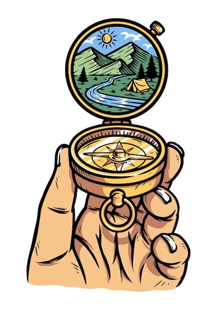 User17938247 | Freepik Compass Graphic, Beautiful Mountain View, A Compass, Hand Holding, Beautiful Mountains, Cartoon Wallpaper, Mountain View, Cute Stickers, Compass