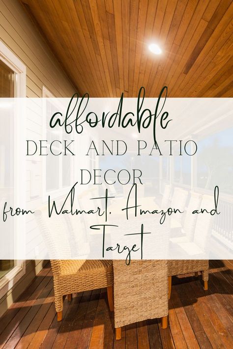 How To Style A Deck, Outdoor Patio Styling Ideas, Diy Outdoor Porch Decor, Screened In Porch Wall Decor, Decorating A Deck Ideas, Back Deck Decor Ideas, Farmhouse Patio Decorating Ideas, Large Deck Decorating Ideas, Screen Porch Decorating Ideas