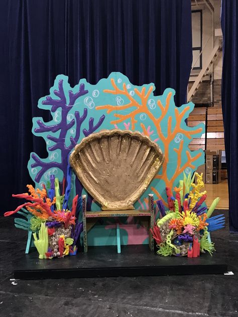 Ariel Parade Float, Little Mermaid Stage Sets, Ocean Stage Design, Under The Sea Parade Float Ideas, Little Mermaid Play Set Design, Mermaid Parade Float, Little Mermaid Jr Set Design, Little Mermaid Musical Set Design, Little Mermaid Set Design