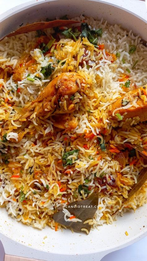 Chicken Biryani Recipe - Candid Treat Biryani Aesthetic, Biryani Food, Indian Rice Recipes, Chicken Biryani Recipe, Chicken Biryani, Rice Dish, Food Crush, Desi Food, Healthy Homemade Recipes