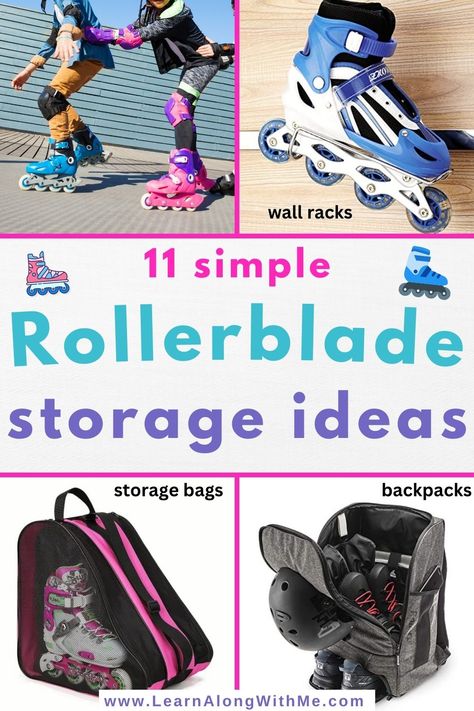 Tired of tripping over Rollerblades by the front door?  Check out these practical rollerblade storage ideas to keep your skates organized, yet still easily accessible. 
Learn about skate racks, storage racks, hooks, storage backpacks, and more. 
Find the perfect storage solution for your inline skates and enjoy hassle-free rollerblading adventures. 

#RollerbladeStorage #InlineSkateOrganization . #rollerbladestorageideas . #rollerblading  #inlineskating #inlineskates #fitness #exercise Rollerblade Storage Ideas, Roller Skate Storage Ideas, Rollerblade Storage, Ice Skate Storage, Organizing Small Spaces Bedroom, Outdoor Roller Skates, Getting Organized At Home, Small Bathroom Organization, Inline Skates