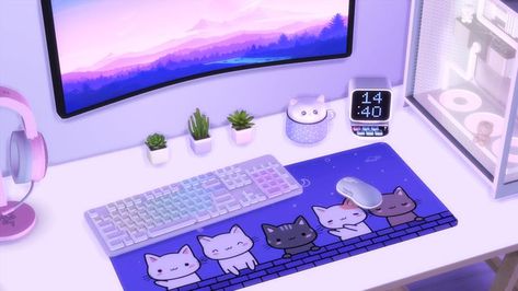 Kawaii Mouse Pad, Kawaii Mouse, Computer Fan, Keyboard Pad, Sims 4 Custom Content, Custom Content, Sims 4 Mods, The Sims 4, Sims Cc