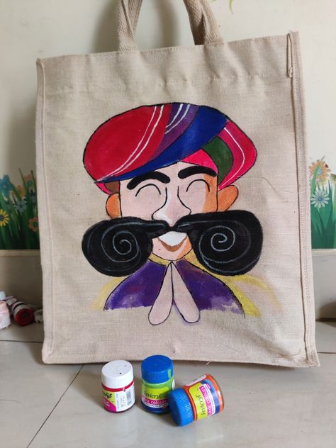 Toot Bags, Hand Painted Bags Handbags, Painted Canvas Bags, Diy Cushion Covers, Canvas Bag Diy, Bag Painting, Mughal Art Paintings, Canvas Bag Design, Modern Art Canvas Painting