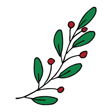 Easy Holly Drawing, Doodles Christmas Simple, Holly Berries Drawing, Holly Leaves Drawing, Holly Drawing Simple, Holly Berry Drawing, Simple Christmas Clipart, Christmas Holly Drawing, Holly Doodle