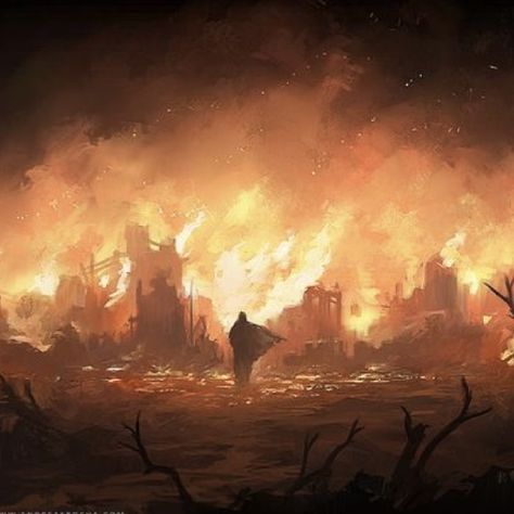 Burning City, 다크 판타지, 판타지 아트, Fantasy Inspiration, Environment Concept Art, 영감을 주는 캐릭터, Book Inspiration, Fantasy Landscape, Dark Fantasy Art