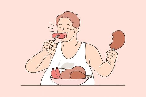 Meat Drawing, Burger Vector, Burger Cartoon, Over Eating, Unhealthy Lifestyle, Background Food, Minimal Drawings, Unhealthy Diet, Man Sitting